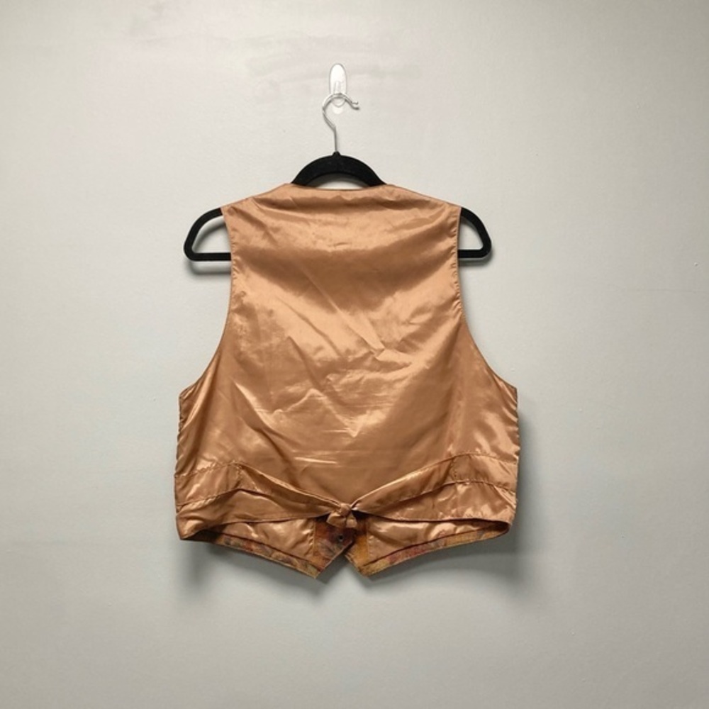 Global Identity G-III‎ Leather Vest Womens Large Plaid Rose Floral Suede Brown L - Picture 2 of 7